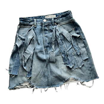 Blue denim mini skirt