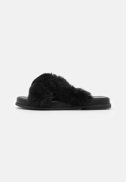 Black mule slippers