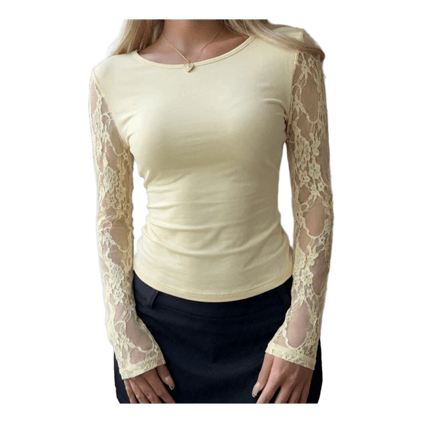 Yellow lace long sleeve top