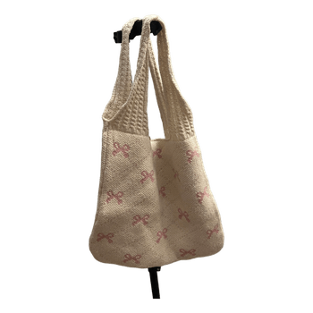 Knit tote bag with bows super cute and spacious
