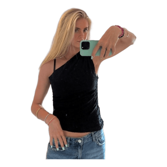 udgået gina Sort one-shoulder top