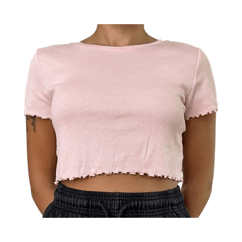 Vaaleanpunainen ribattu crop top XS/S – cute / kesä / casual