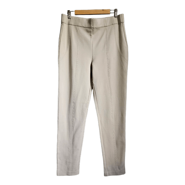 JNY Jones New York Pull On Pants Beige XL Stretch Rayon Slim Leg Trousers