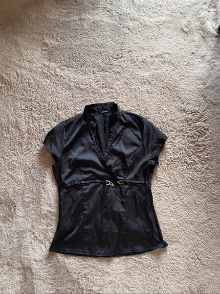Black satin blouse