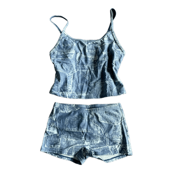 Blue denim print set