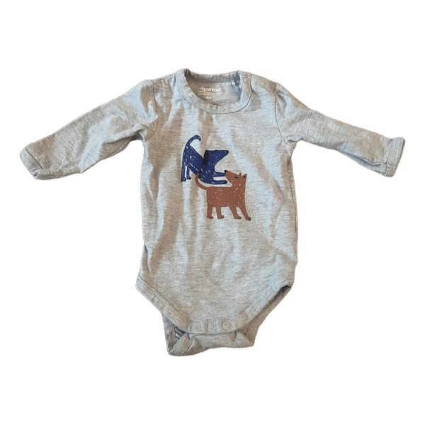 Harmaa koirakuviollinen body