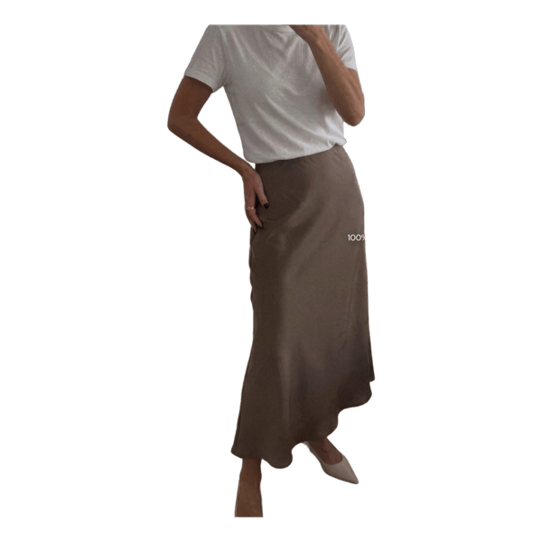 Ivo Nikkolo brown silk midi skirt