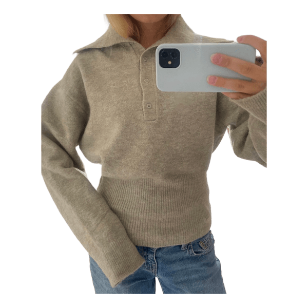 Beige strikket pullover