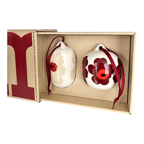 Marimekko Unikko joulukoristeet 2 kpl – Burgundy