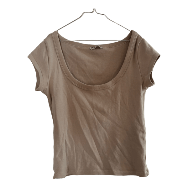 Beige ribbet t-shirt