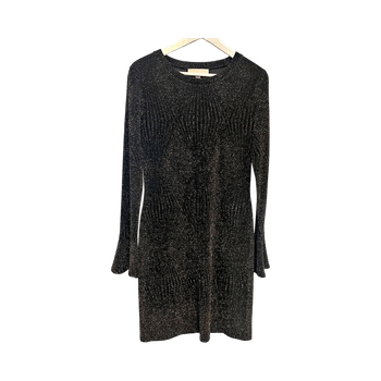 Black ribbed long-sleeve dress