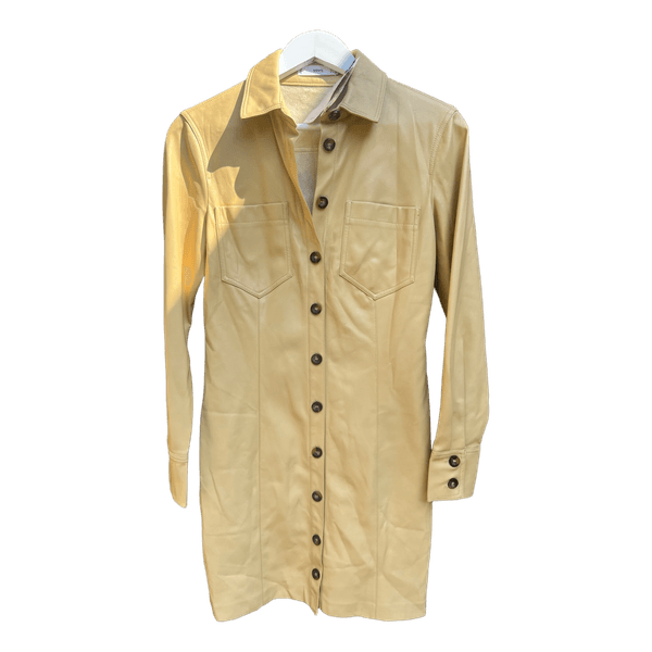 Yellow faux leather dress