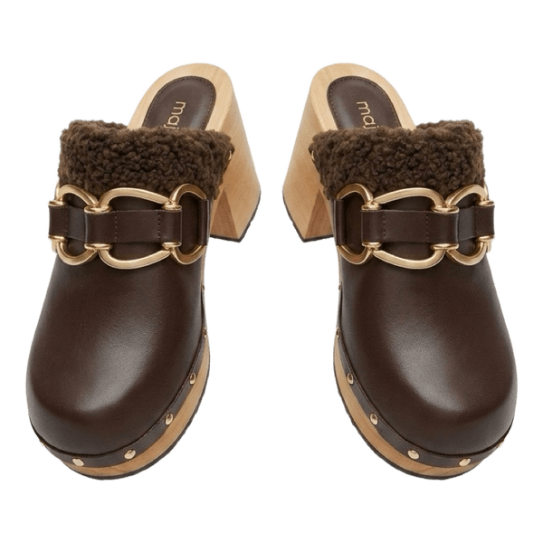 Maje brown leather clogs