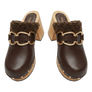 Maje brown leather clogs