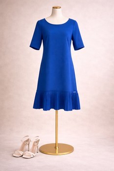 Blue pleated hem dress