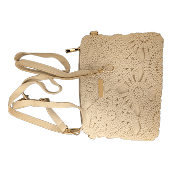Beige crochet crossbody bag