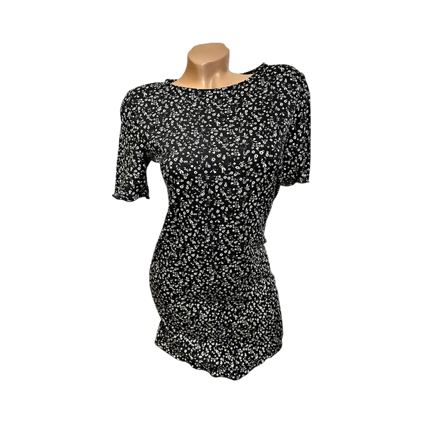Pieces Floral printed black dress