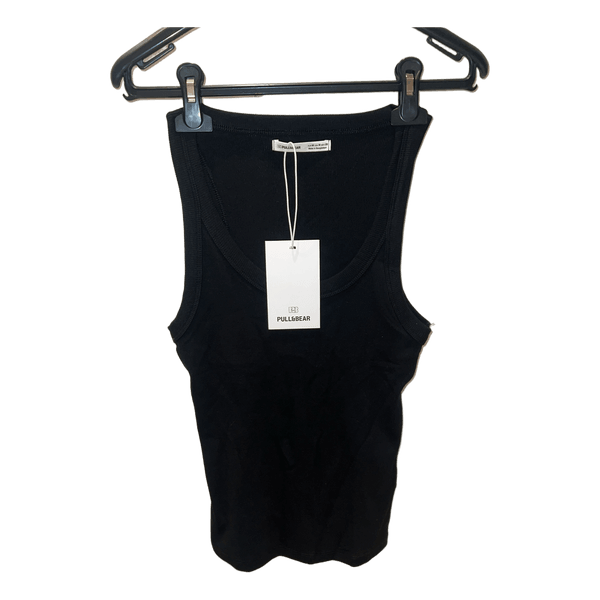 Sort ribbet tanktop