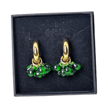 Green drop hoop earrings