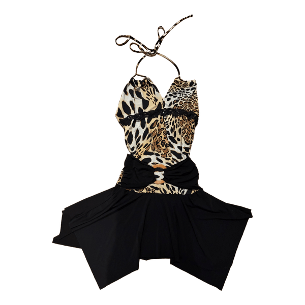 Leopard print halterneck mini dress