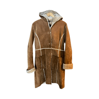 Naisten kelsiturkki -tyylinen nahkatakki (hupullinen)