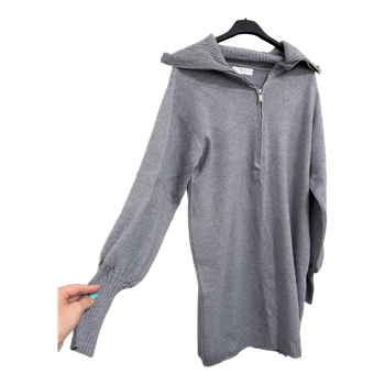 Grey knit zip-up dress