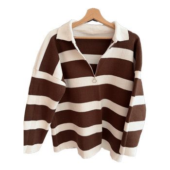 Brown and white striped sweater