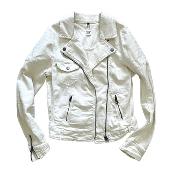 Valkoinen biker farkku takki