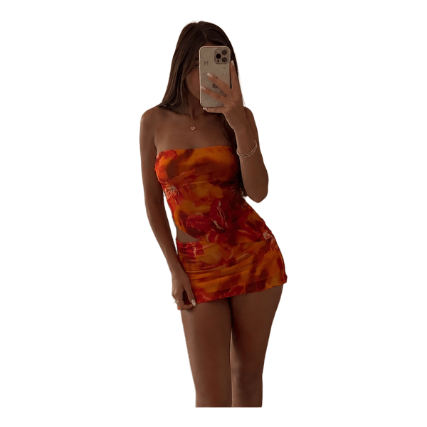 Orange printed two-piece set
