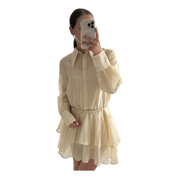 Beige tiered shirt dress / suknelė