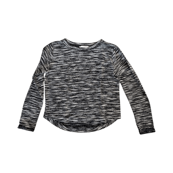 Black white striped long sleeve top