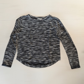 Black white striped long sleeve top
