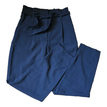 Navy high-waisted trousers