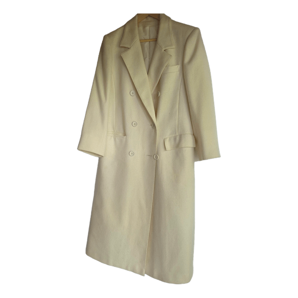 Kremowy płaszcz wełniany Woolmark M oversized