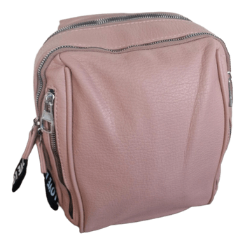 Pink faux leather backpack
