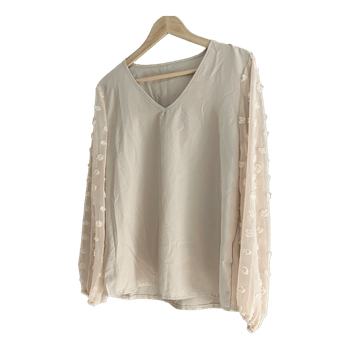 Beige long sleeve blouse