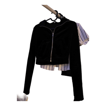 Black velvet zip jacket