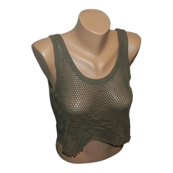 Olive green fishnet top