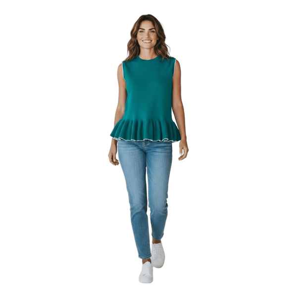 Žalias megztas peplum topas