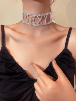 Rhinestone choker necklace