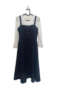 Navy blue dress with white inner top