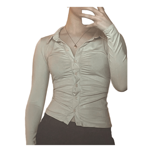 Beige langærmet bluse