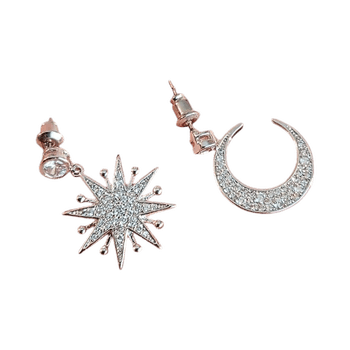 Silver star and moon earrings