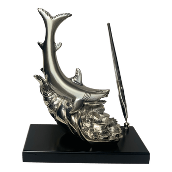 Silver shark desk ornament