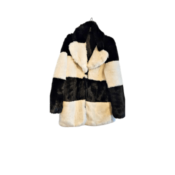 Black and white faux fur coat 