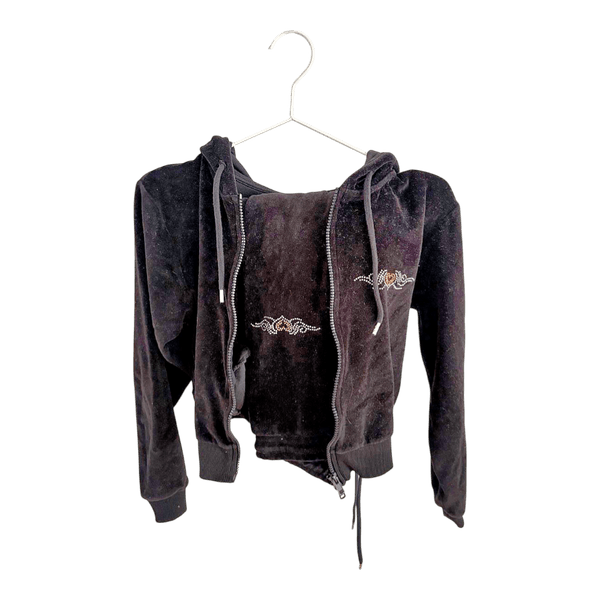 Black velour tracksuit set