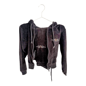 Black velour tracksuit set