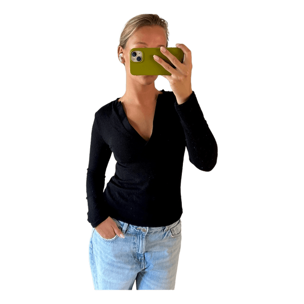 Sort langærmet top