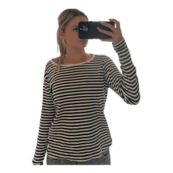 Stribet langærmet bluse