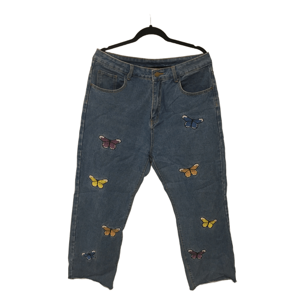Blue butterfly print jeans